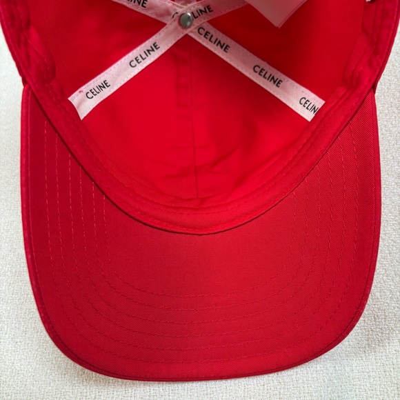 CELINE Triomphe Baseball Cap Rouge Vif - Picture 8 of 16
